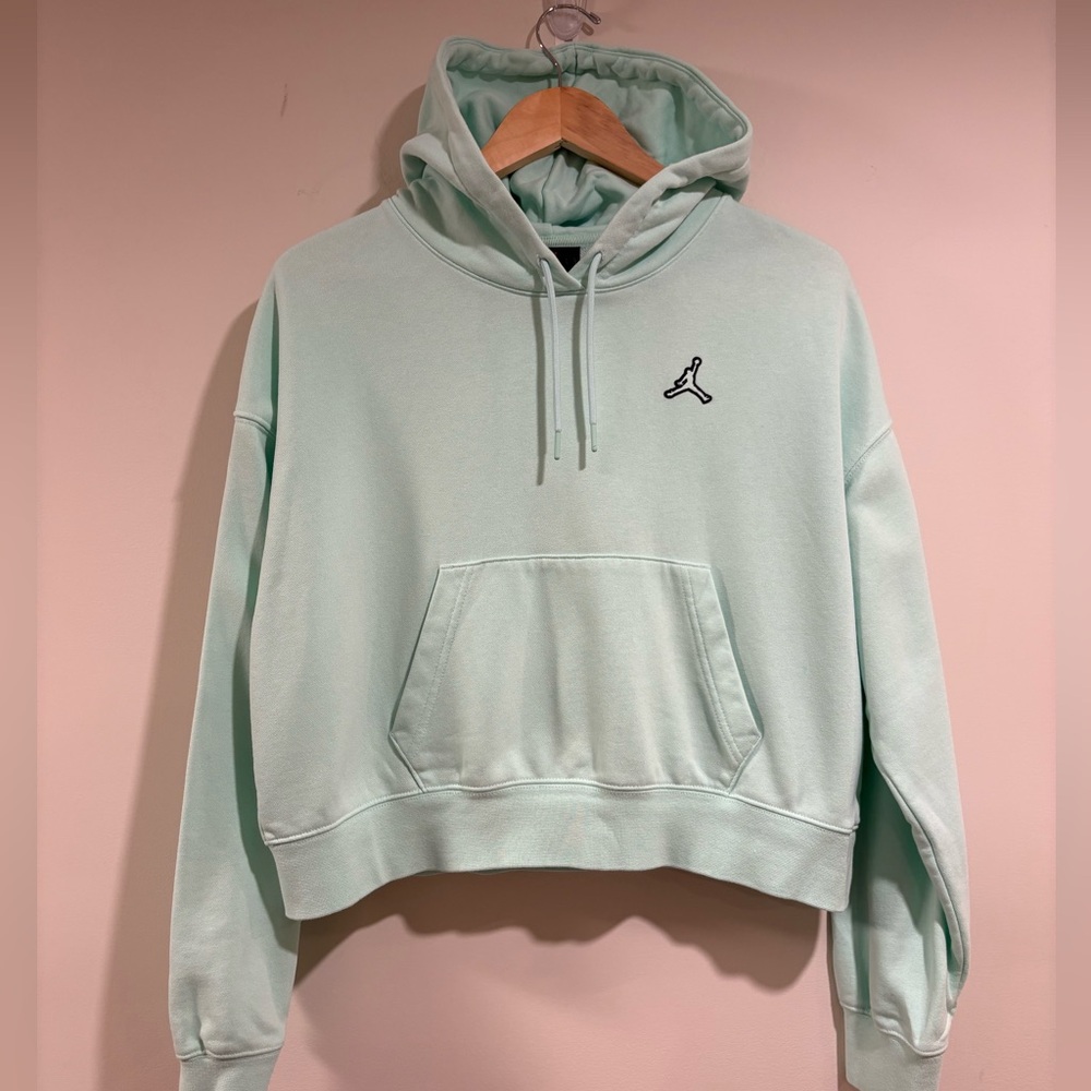 Jordan Women’s Essential Fleece Cropped Sweatshirt - Mint Green Teal Hoodie Sz S